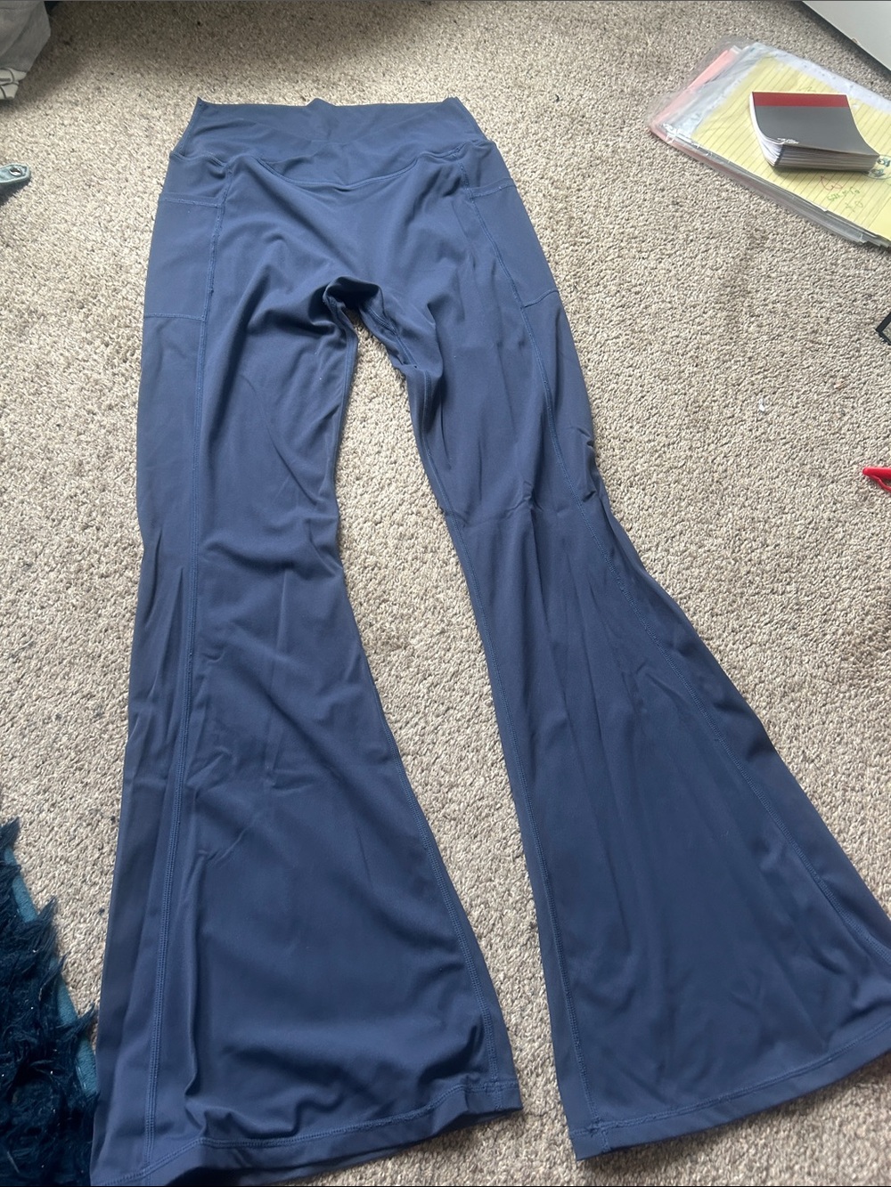 Fashion Nova Navy High-Waist Flared Workout Pants
